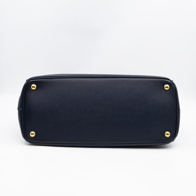 Galleria Large Double Zip Navy Saffiano Leather