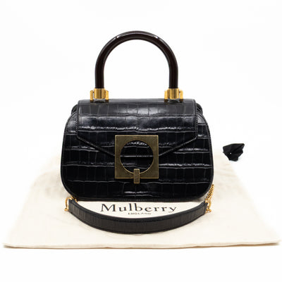 The Mews Black Croc Embossed Leather
