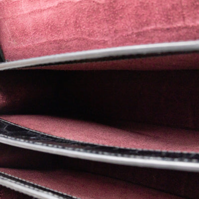 The Mews Black Croc Embossed Leather