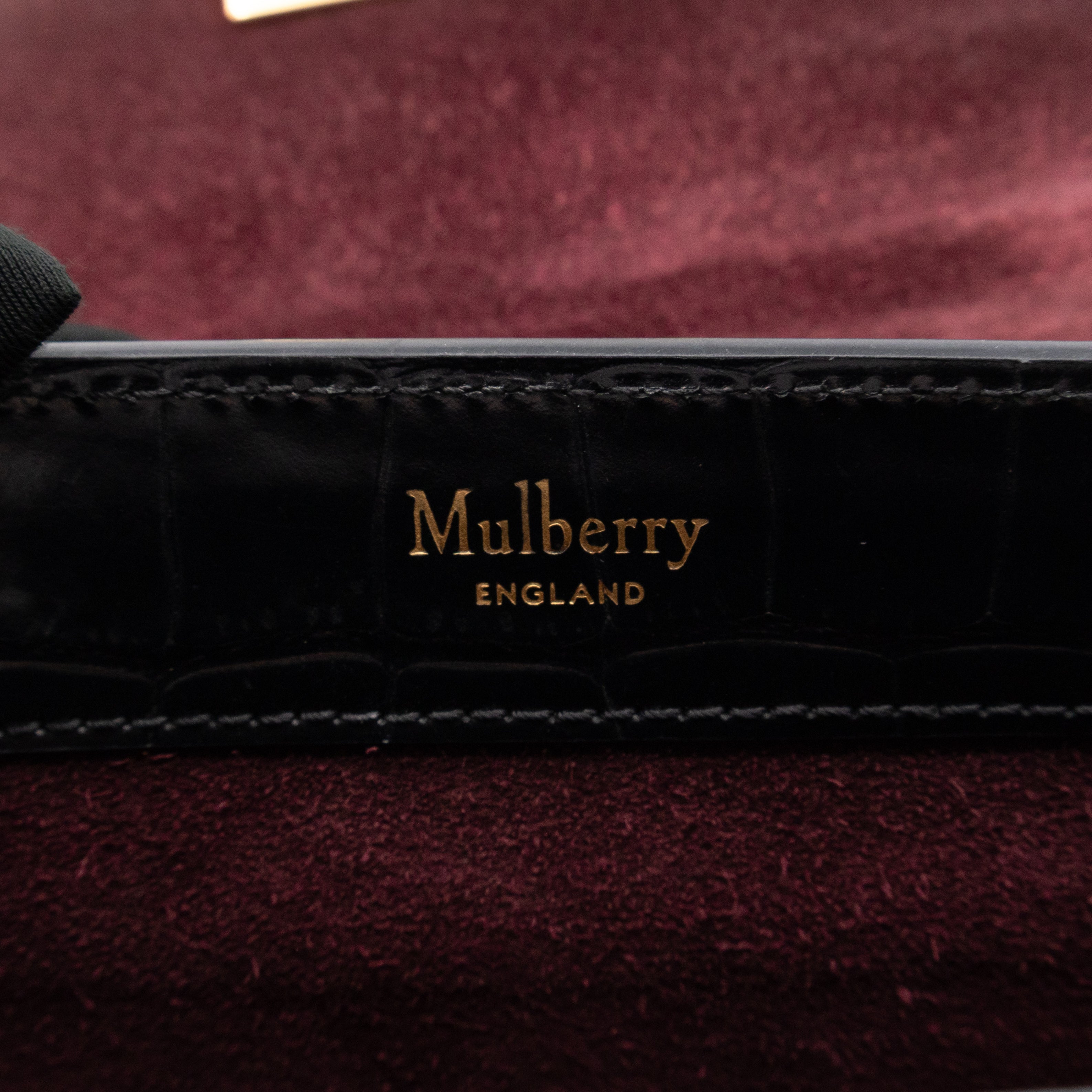 The Mews Black Croc Embossed Leather