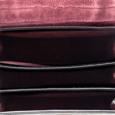 The Mews Black Croc Embossed Leather