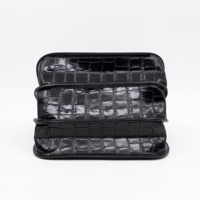 The Mews Black Croc Embossed Leather