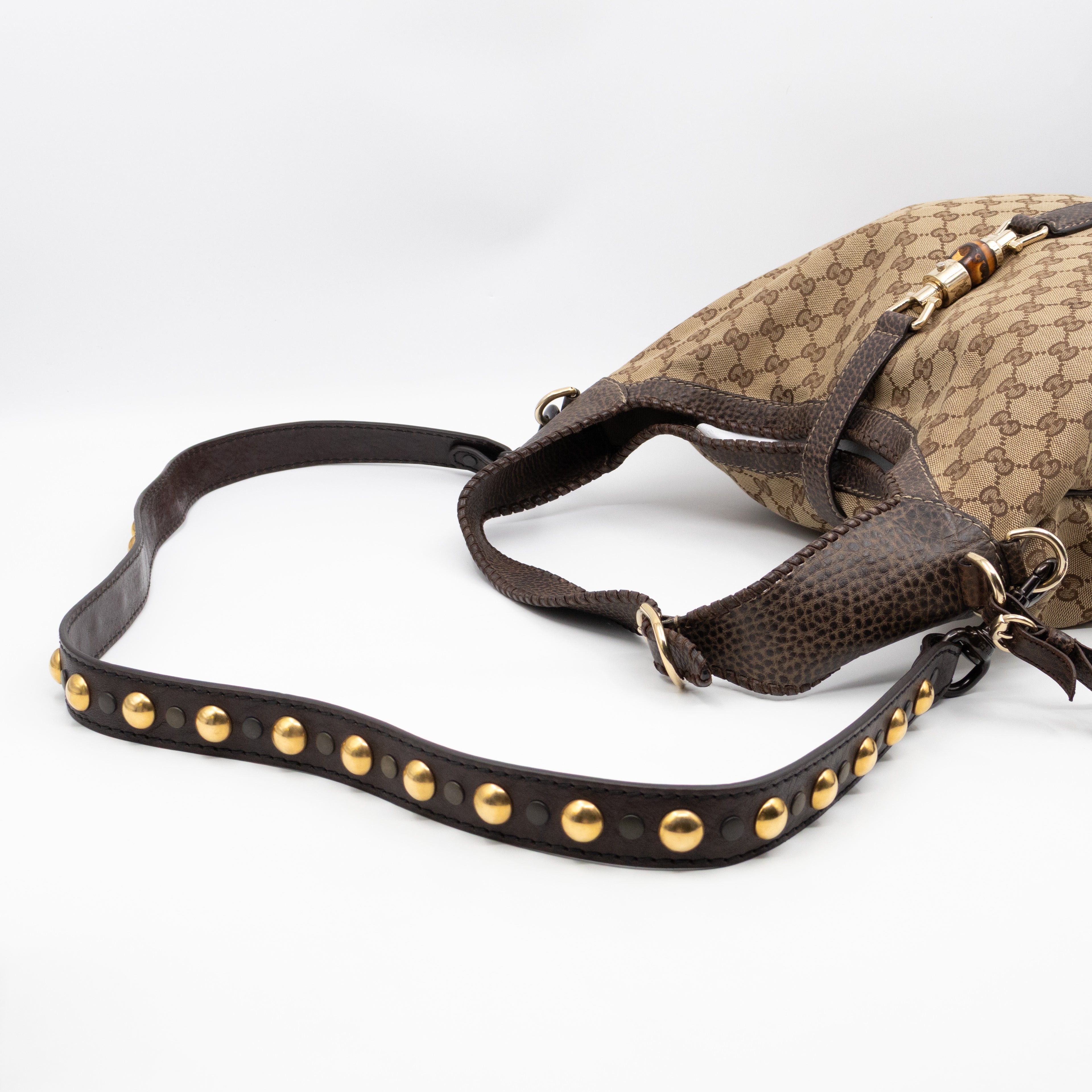 New Jackie Large Hobo Bag GG Supreme Brown Leather