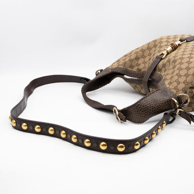 New Jackie Large Hobo Bag GG Supreme Brown Leather