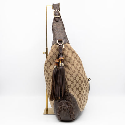 New Jackie Large Hobo Bag GG Supreme Brown Leather