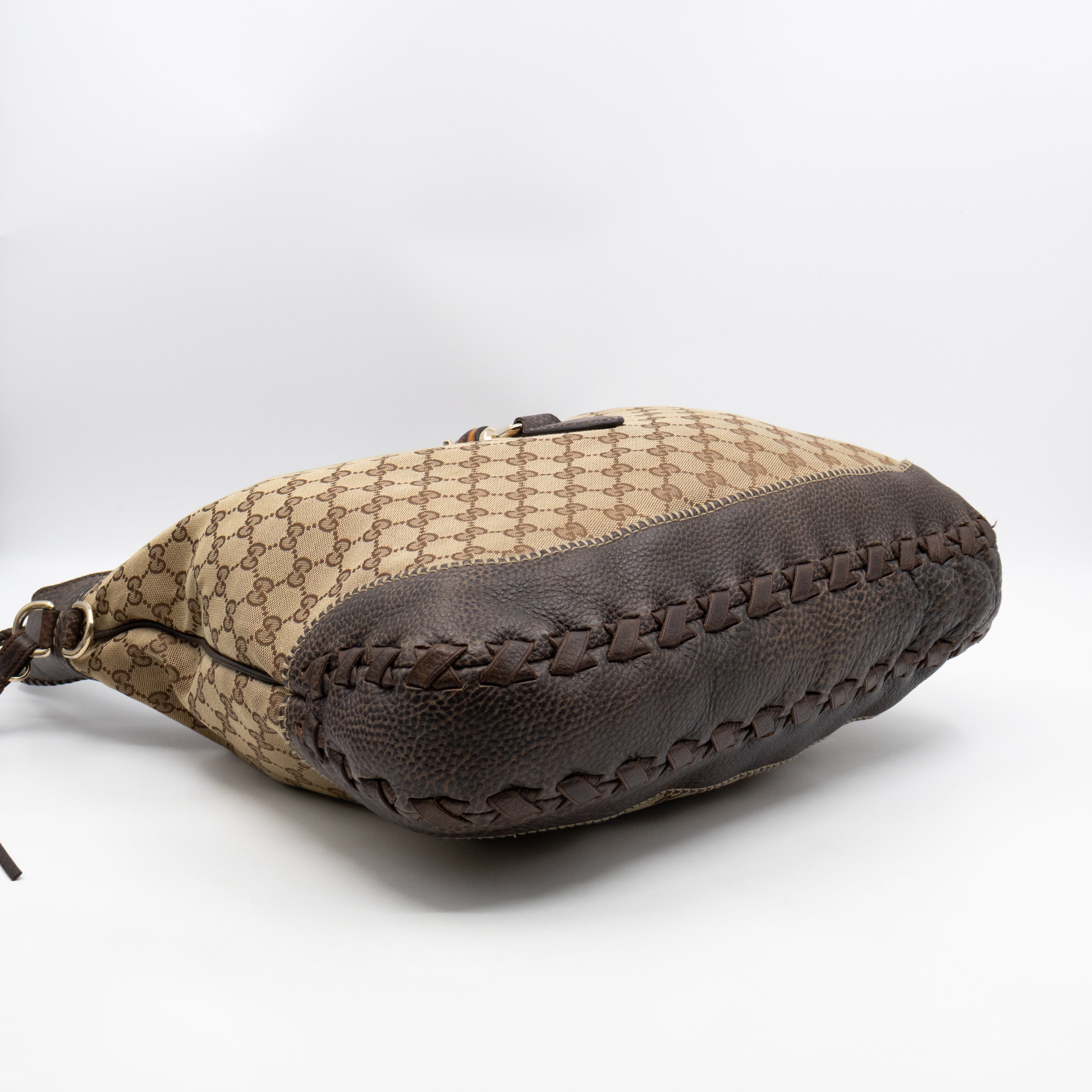 New Jackie Large Hobo Bag GG Supreme Brown Leather