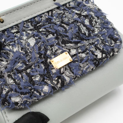 Micro Sicily Tweed Flap Light Blue Leather