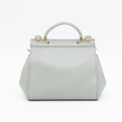 Micro Sicily Tweed Flap Light Blue Leather