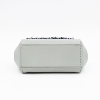 Micro Sicily Tweed Flap Light Blue Leather