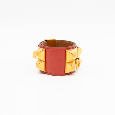 Collier de Chien Bracelet Gold & Red Leather