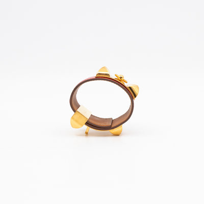 Collier de Chien Bracelet Gold & Red Leather
