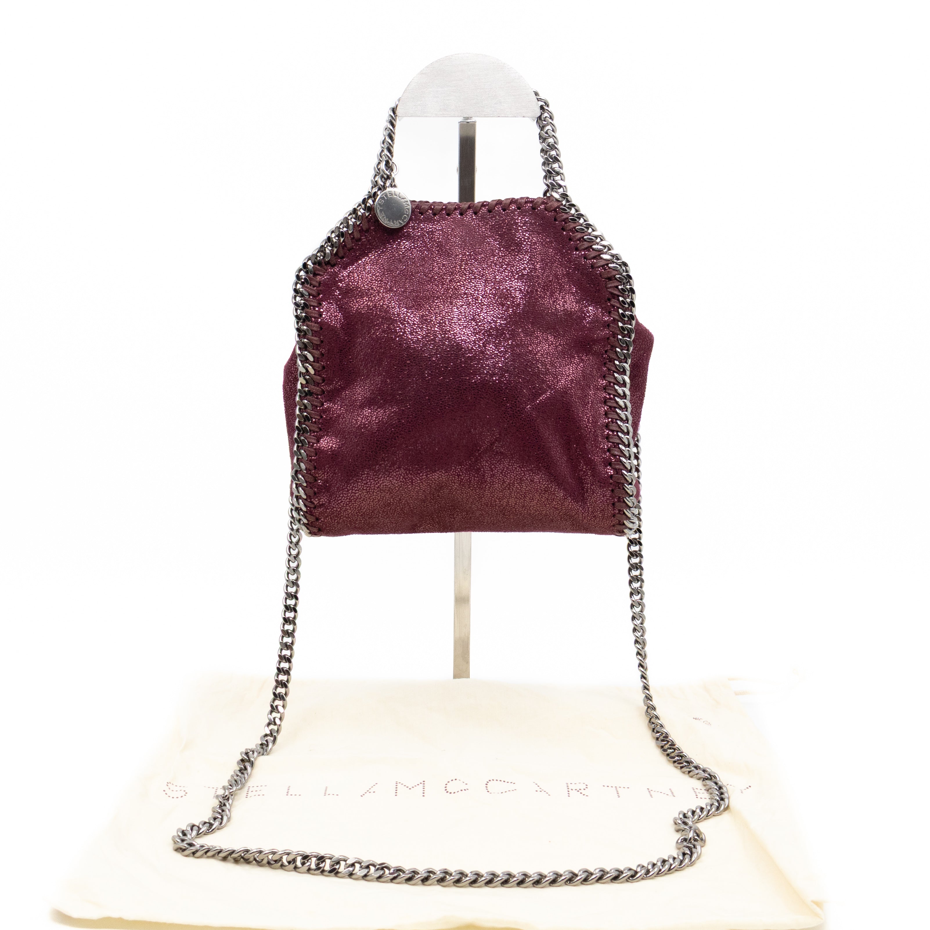 Falabella Fold Over Tote Tiny Metallic Burgundy
