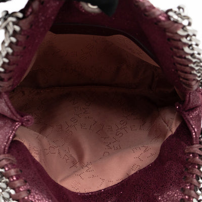 Falabella Fold Over Tote Tiny Metallic Burgundy