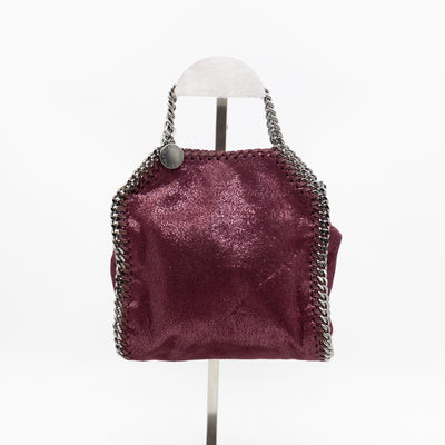 Falabella Fold Over Tote Tiny Metallic Burgundy