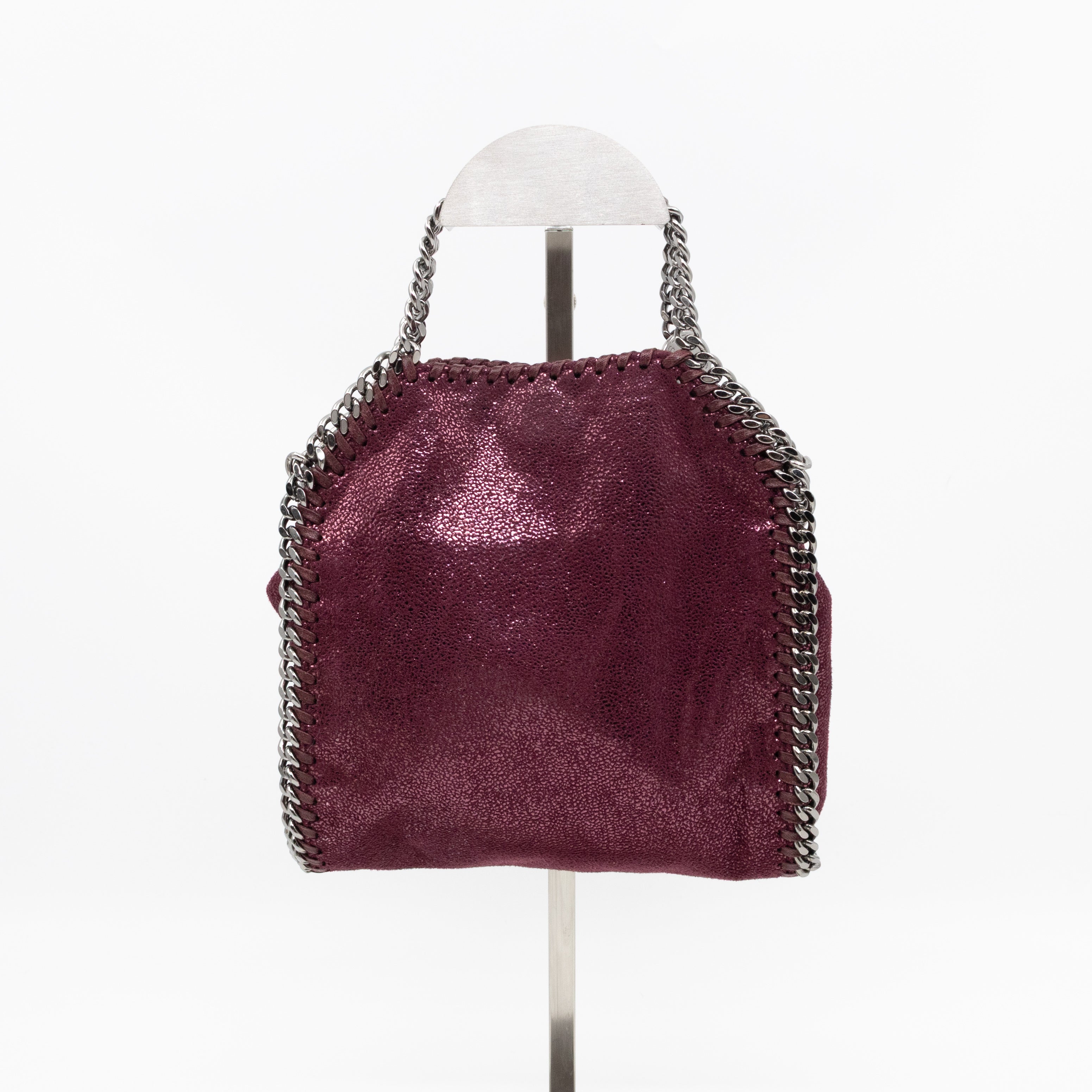 Falabella Fold Over Tote Tiny Metallic Burgundy