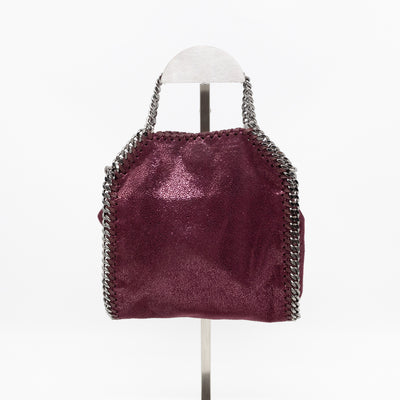 Falabella Fold Over Tote Tiny Metallic Burgundy