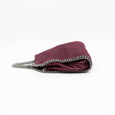 Falabella Fold Over Tote Tiny Metallic Burgundy
