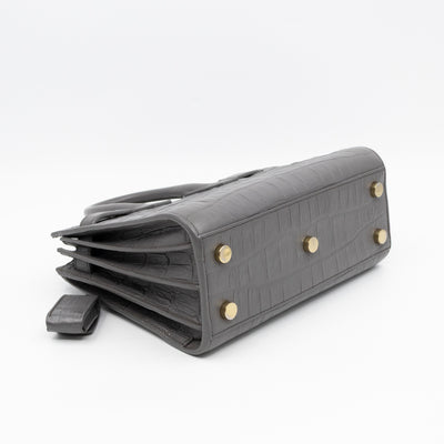 Sac de Jour Nano Grey Croc Embossed Leather