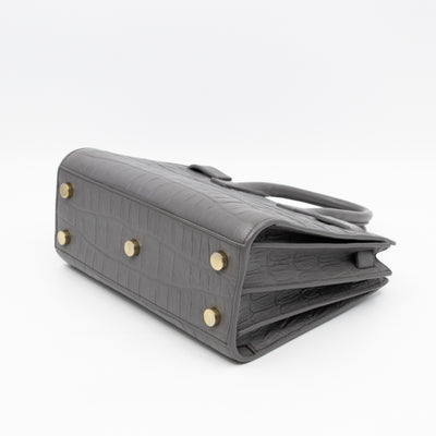 Sac de Jour Nano Grey Croc Embossed Leather