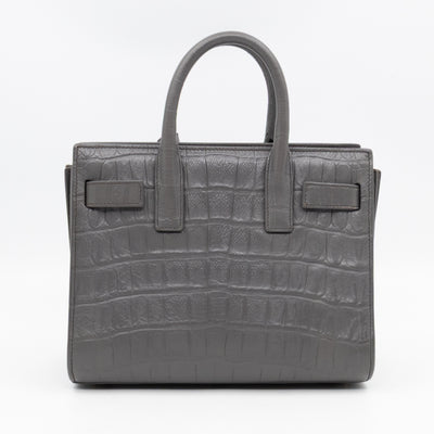 Sac de Jour Nano Grey Croc Embossed Leather