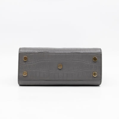 Sac de Jour Nano Grey Croc Embossed Leather