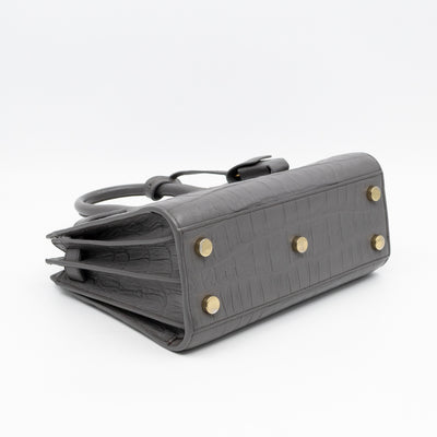 Sac de Jour Nano Grey Croc Embossed Leather