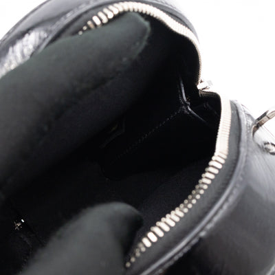 Round As Earth Bag Black Patent Leather Silver