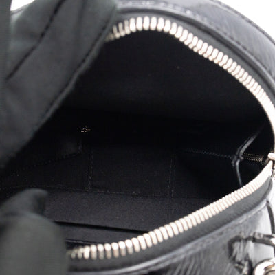 Round As Earth Bag Black Patent Leather Silver
