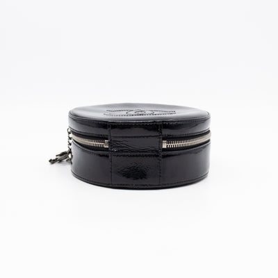 Round As Earth Bag Black Patent Leather Silver