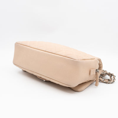 Casual Journey Flap Bag Beige Leather Silver