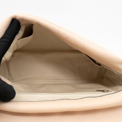 Casual Journey Flap Bag Beige Leather Silver