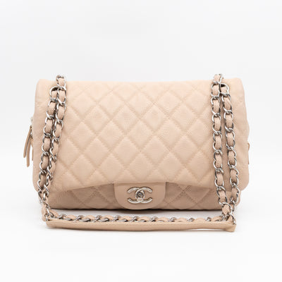Casual Journey Flap Bag Beige Leather Silver