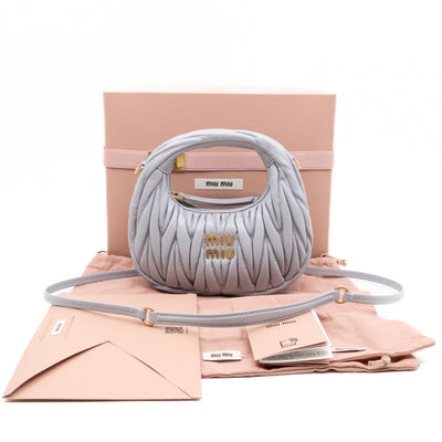 Wander Mini Hobo Bag Cornflower Matelassé Nappa Leather