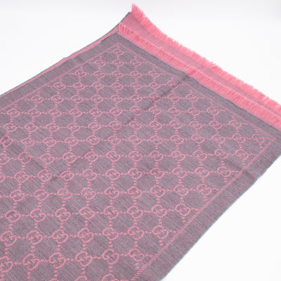 GG Wool Scarf Pink Graphite