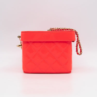 Vanity Case Minaudiere Pink Patent Leather