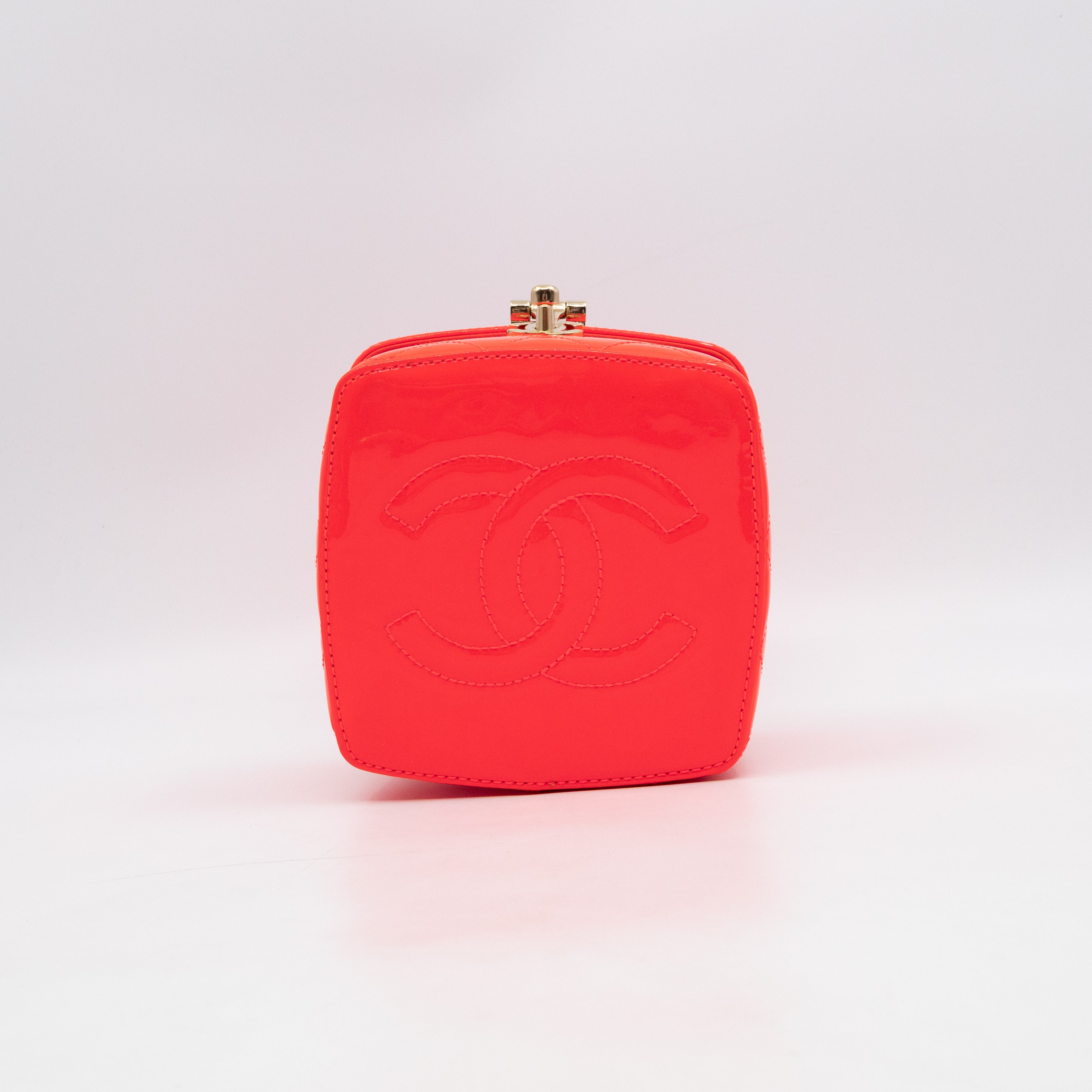 Vanity Case Minaudiere Pink Patent Leather
