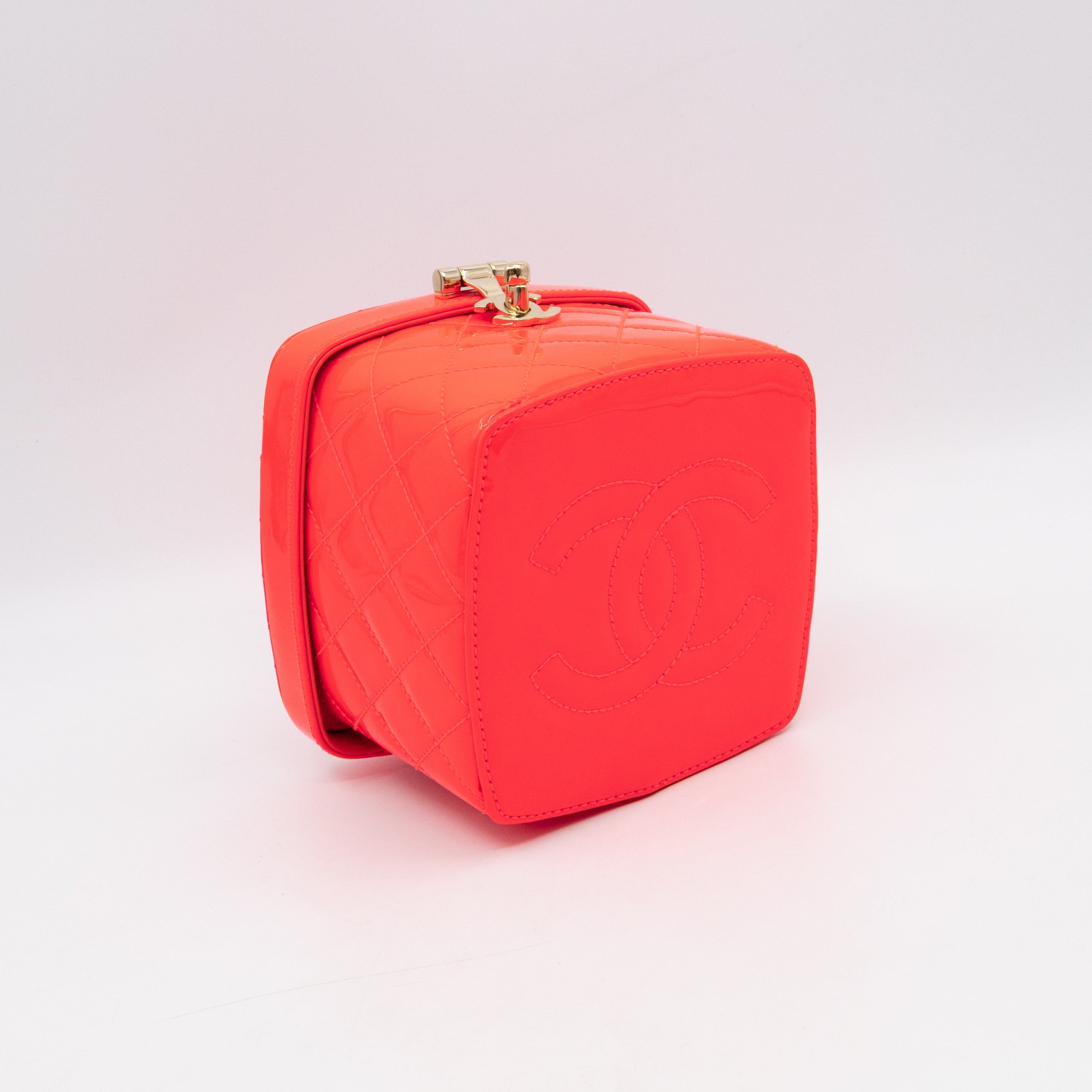 Vanity Case Minaudiere Pink Patent Leather