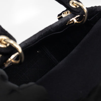 Lady D-Lite Medium Black Canvas Embroidery Cannage