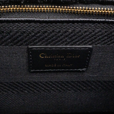 Lady D-Lite Medium Black Canvas Embroidery Cannage