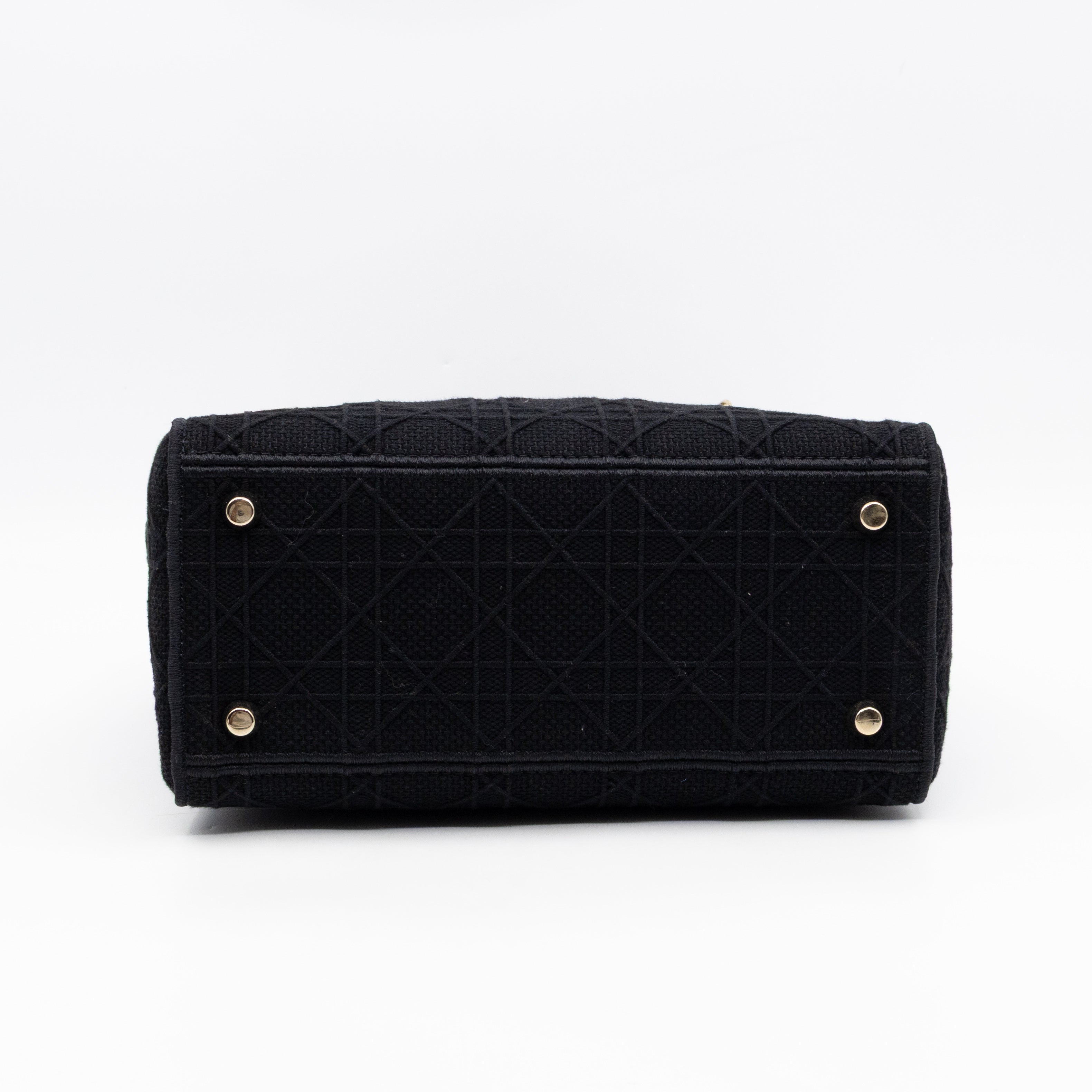 Lady D-Lite Medium Black Canvas Embroidery Cannage