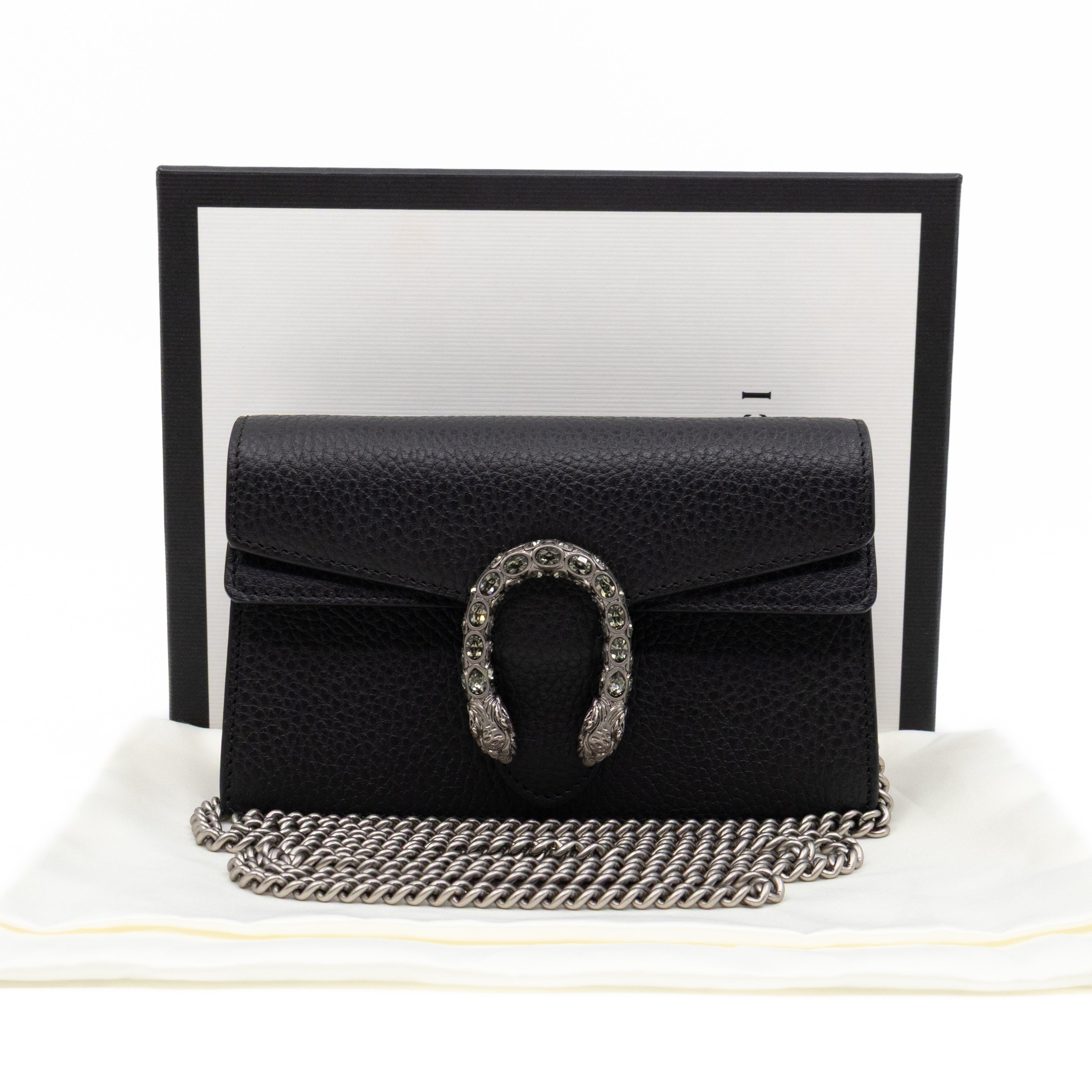 Dionysus Super Mini Black Leather