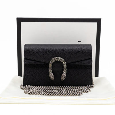 Dionysus Super Mini Black Leather