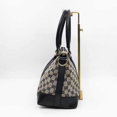 Web Tote Bag Medium GG Canvas Blue Leather