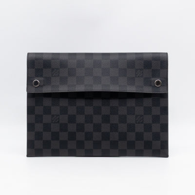 Alpha Triple Pouch Large Damier Graphite