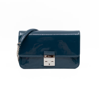 Miss Dior Promenade Wallet on Chain Royal Blue Patent Leather
