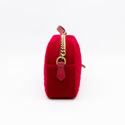 GG Marmont Small Camera Bag Red Velvet Aged Gold