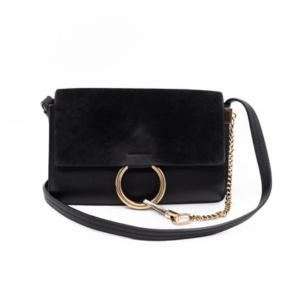 Faye Crossbody Black Leather & Suede