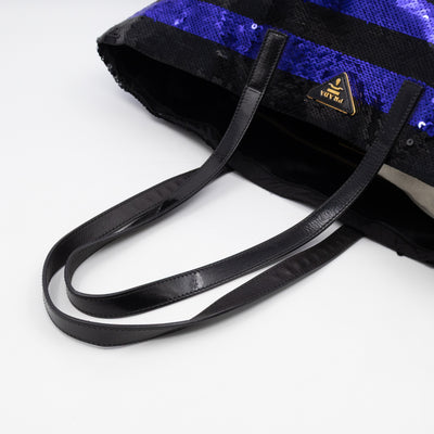 Tote Bag Black & Purple Sequined Satin