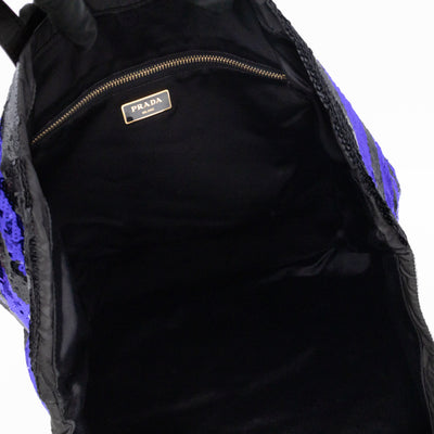 Tote Bag Black & Purple Sequined Satin
