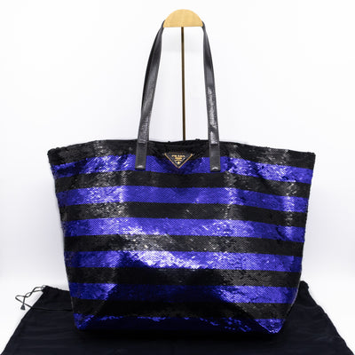 Tote Bag Black & Purple Sequined Satin